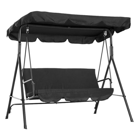 Kaksipaikkainen ulkopuutarhan vedenpitävä keinun aurinkosuojapeite, katos, varjostuskangas 142x120x18cmMusta