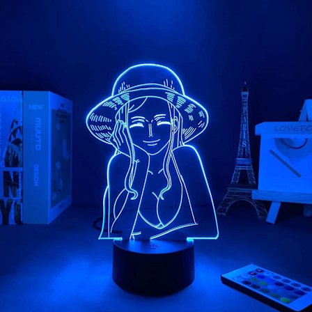 Shxx 3D Illusionslampe Natlamper One Piece Nico Robin Anime 3D Lampe Til Børns Soveværelsesindretning One Piece Nico Robin LED Natlampe 