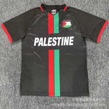 2024-2025 sæsonen Palæstinas fodboldtrøje til fans, retro fodboldtrøje, Palæstinas sorte fodboldtrøje