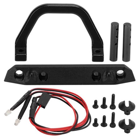 RC Metalli alumiininen etupuskuri LED-valolla Vakaa RC-lisävaruste Axial SCX24 1/24 Kauko-ohjattava auto Musta BL