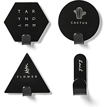 Geometrisk væghage, 4 stk. Geometriske klæbende kroge, klæbende kroge, rustfrit stål væg