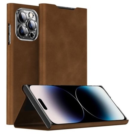 iPhone 15 Pro fodral med stativ - Brun