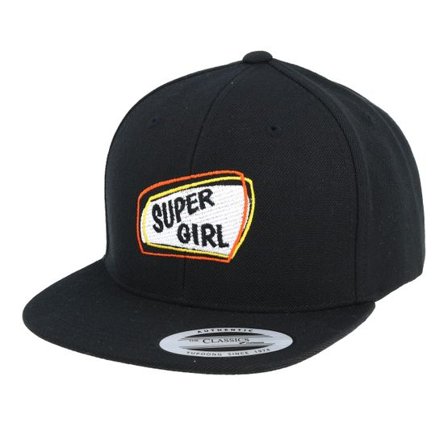 Kiddo Cap - Svart Keps - Kids Supergirl Black Snapback @ Hatstore