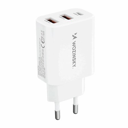 Wozinsky Väggladdare 30W USB-C/2 x USB-A - Vit