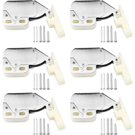 6 Stykker Mini Tryklåse Dørlåse Mini Lås Fjederlås med Skruer til Hjemmedøre Skabe Vinduer