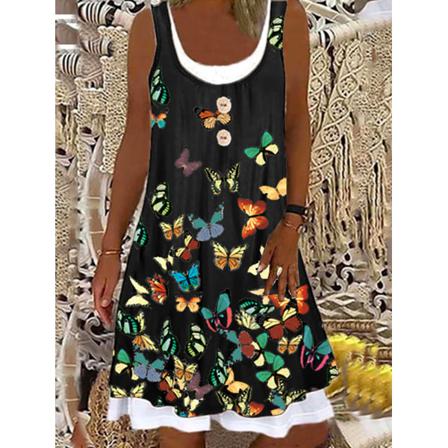 Sommar Kvinnor Blomstertryck Print Casual Light Fit Slim Plus Size