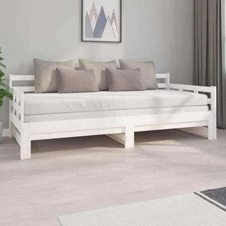 Vidaxl Bäddsoffa Vit Massiv Furu 2x(90x200) Cm Vit