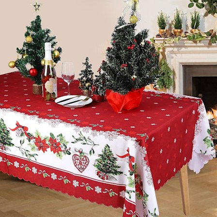 Juleduk, juleduk duker til rektangulære bord Flekkbestandig vaskbart rektangulært borddeksel for jul Nyttår