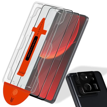 2-PACK Xiaomi 13T Pro Skærmbeskytter & 1-PACK linsebeskytter - Hærdet Glas | [Automatisk Installation] - Boblefri