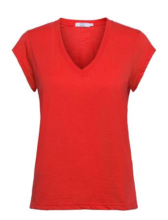 Cc Heart Basic V-Neck T-Shirt T-shirts & Tops Short-sleeved Rød Coster Copenhagen*Betinget Tilbud