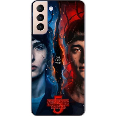 Kompatibelt Mobilskal till Samsung Samsung Galaxy S21 Stranger Things inspirerad poster med två ansikten, eld och is, dramatisk science fiction- och