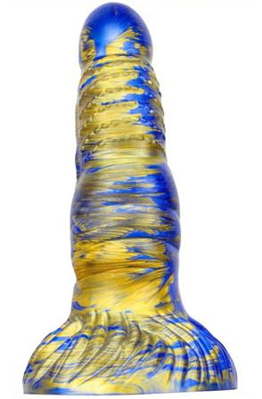 Metallic Fantasy Dildo Nirp Blue/Gold 18 cm Dragon dildo - Blushme.se