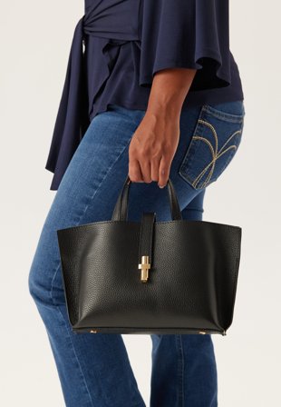 Latalia - Aversa Leather Handbag - L01 Black - Kläder - - Bubbleroom