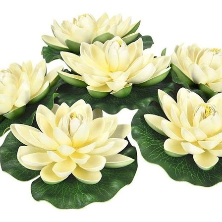6 st konstgjorda flytande skumlotusblommor, med näckrosblad prydnader, KLB