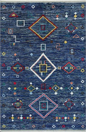 Tapis Berbère Colourful 200X303 Noir/Bleu Foncé (Laine, Afghanistan)