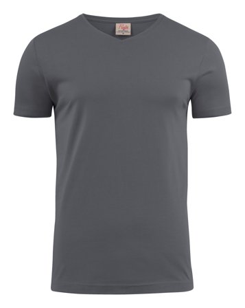 Printer Heavy V-neck T-shirt Stål grå Stålgrå, Tøj