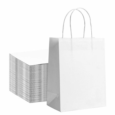 25 stk. Hvide Papirsposer med Hank, 23×8×17