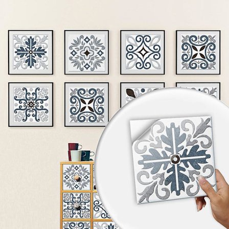 10 stk bad- og kjøkkenflis klistremerker 20x20 cm - Vanntette PVC-klistremerker for veggdekorasjon Sementfliser