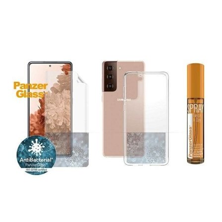 PanzerGlass suojaussarja Samsung Galaxy S21+ TPU-kalvo + ClearCase + puhdistusneste 30ml