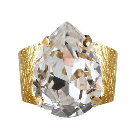 Caroline Svedbom Classic Drop Ring Crystal Ringar Dam Guld ONESIZE