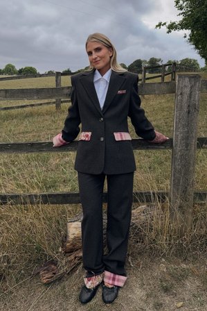 Olivia TPS x NA-KD Gerade karierte Detail-Hose - Hose mit geradem bein - BraunCheckeRot - EU 32