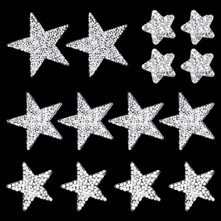 14 kpl Tähtitarrat, Tähti Silitettävät Tarrat, Hopeiset Glittertarrat, Itsekiinnittyvät Tähti Silitettävät Paikat, Silitettävät Paikat Vaatteille
