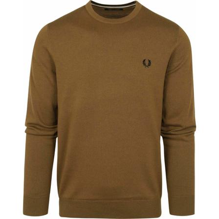Fred Perry Trui Wol Mix Logo Bruin , Bruin , Heren , Maat: XL