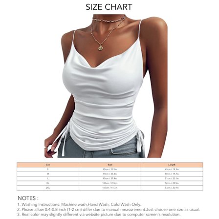 Dam Slim Fit Djup V-ringad Camisole Tank Top Enfärgad Snörning Spaghettiband Ärmlös Skjorta Vit XXL
