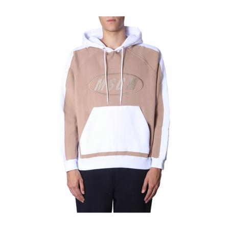 Msgm, Hooded Sweatshirt Wit, Heren, Maat:M,Katoen,gestreept