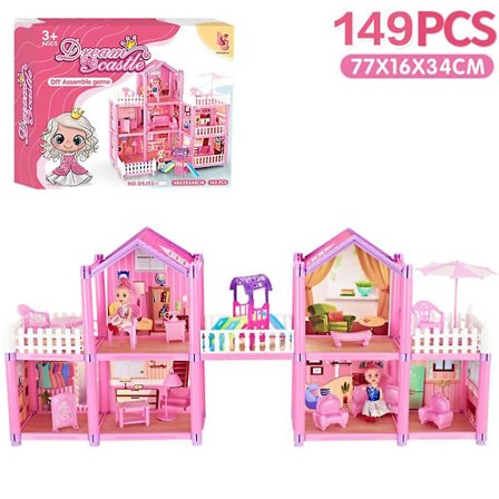 Dockhus Flicka Villa Prinsesslott Set Barn Lekhus Simulering Monterade Leksaker Presenter Till Födelsedag