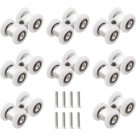 Liukuovien rullat, 8 kpl, valkoinen, alumiini, muovi