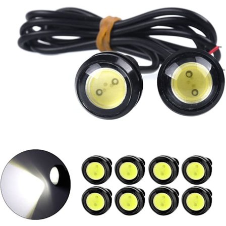 10 stk. (12V, hvid) 18mm Eagle Eye LED-lys 9W DRL Dagkørsel