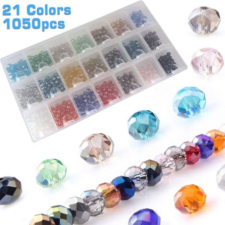 1200 kpl Kristalli Rondelle -helmet, koko 6 mm, AB-väripinnoitettu korujen valmistukseen, saatavana 24 sekoitettua väriä askarteluun.