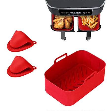 Silikonform for Airfryer Kjøkken Grill Varme Bakeform Rektangel Anti-skålding Håndbeskyttelse