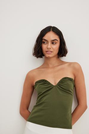 NA-KD Haut à décolleté cœur - Haut tube - Vert - Small