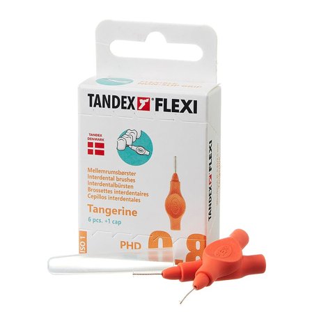Tandex Mellemrumsbørste Flexi PHD 0.8/ISO 1 Tangerine 6 stk, Medicin & Pleje, Mund & Tandpleje, Tandstikker
