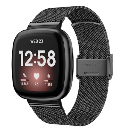 Fitbit Sense / Versa 3 urrem i rustfrit stål - Sort