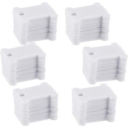 120 stk. Plastiktrådspoler til korssting, broderitråd, organiser, trådspoler, kort til håndværk, DIY-broderi, syopbevaring, hvid