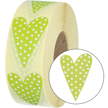 ETIKETT PRIKKEHJERTE LIME