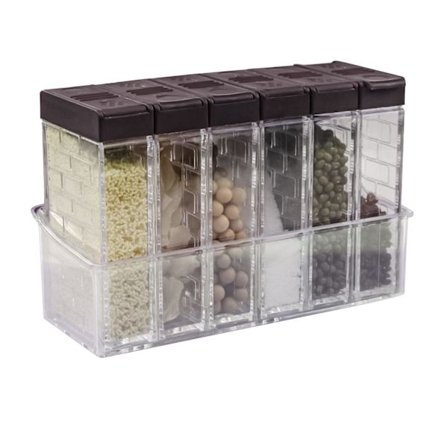 6 st kryddburkar, rese kryddbox med 2-i-1 lock tom kryddset plast kryddförvaring behållare dispenser