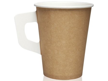 HUHTAMAKI Pappersmuggar, engångsbruk, handtag, 175ml, vita och bruna 80/fp - Lyreco - Kök och servering - Engångsartiklar - Pappersbägare