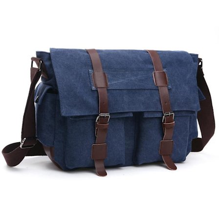 Ny design herr retro vintage axelväska med flera fickor Canvas W axelrem