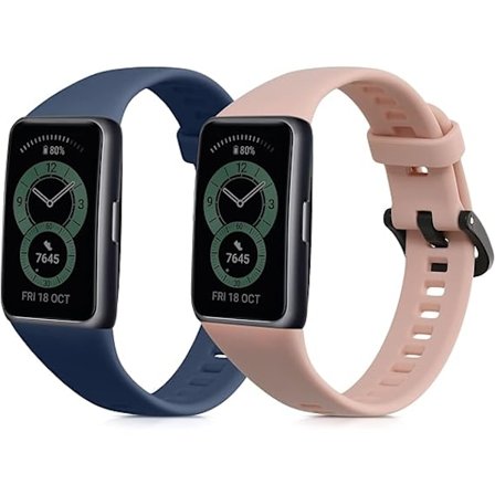Huawei Band 6 -yhteensopivat rannekkeet - 2 x Vaihtosilikonirannekkeet - tummansininen / pölyinen vaaleanpunainen