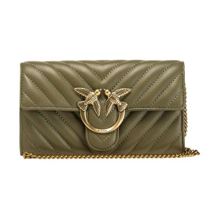 Pinko, Love Wallet Chevron Zielony, Kobieta, Rozmiar: ONE Size