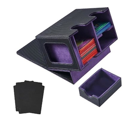 Kortstokk Boks Kortvisning med Terningbrett Kortstokk Boks Holder 160+ Samlekort Oppbevaringsboks Kortstokk Boks Lilla