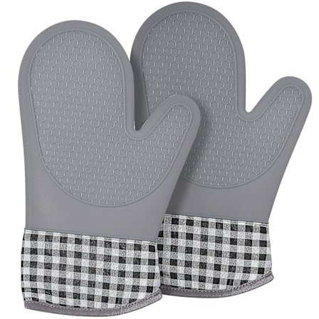 Silikonovnhansker, fortykkede varmebestandige ovnhansker med vattert fôr, sklisikkert teksturert grep