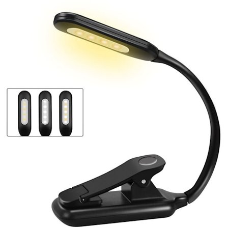 Leselampe, oppladbar leselampe, 9 LED-leselampe for lesing i sengen med 3 lysstyrker, enkel klipsbar leselampe