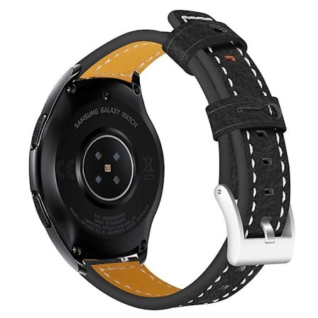 Äkta läderarmband för Samsung Galaxy Watch (46 mm) 46 mm svart