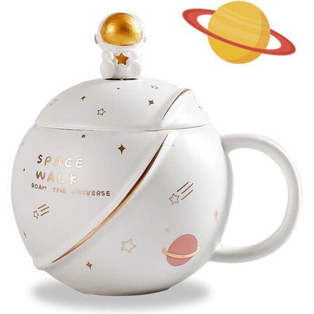 Keramiska Kaffekoppar, Söta för Frukost, Cappuccino-kopp med Lock och Sked, Personlig Fars Dag, för Te och Mjölk, Originella Presenter till Vänner