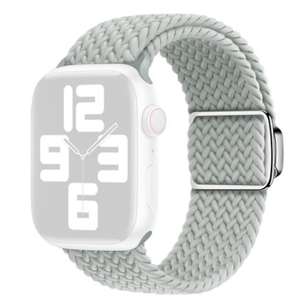 Apple Watch Series 9 45 mm / Ultra 2 flätat nylonarmband - Ljusgrå
